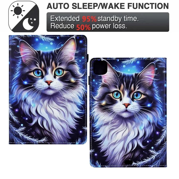 For iPad Pro 11 (2024) Case Pattern Printing Tablet Cover Shockproof Leather Card Holder Stand Case
