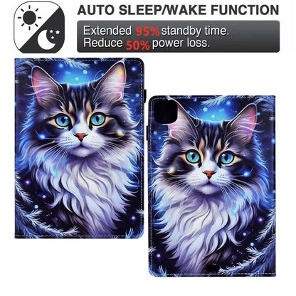 For iPad Pro 11 (2024) Case Pattern Printing Tablet Cover Shockproof Leather Card Holder Stand Case