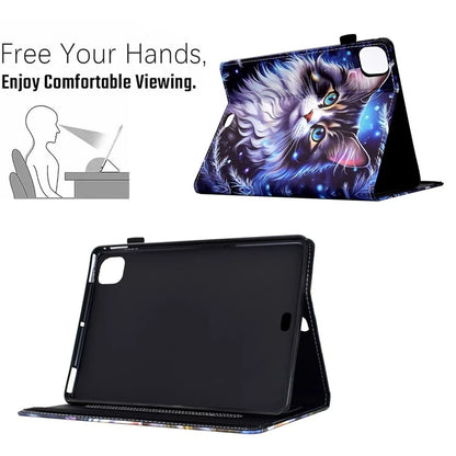 For iPad Pro 11 (2024) Case Pattern Printing Tablet Cover Shockproof Leather Card Holder Stand Case
