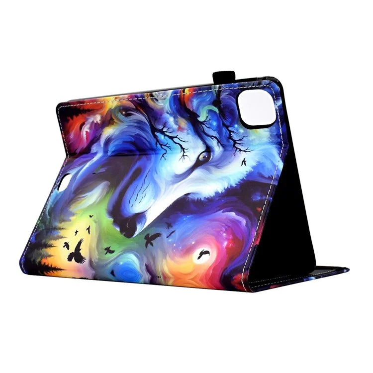 For iPad Pro 11 (2024) Case Pattern Printing Tablet Cover Shockproof Leather Card Holder Stand Case