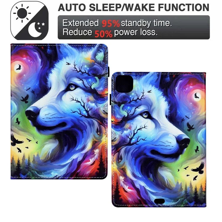 For iPad Pro 11 (2024) Case Pattern Printing Tablet Cover Shockproof Leather Card Holder Stand Case