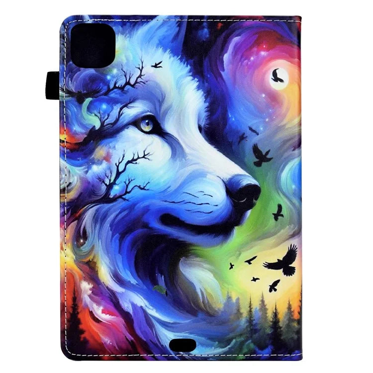 For iPad Pro 11 (2024) Case Pattern Printing Tablet Cover Shockproof Leather Card Holder Stand Case