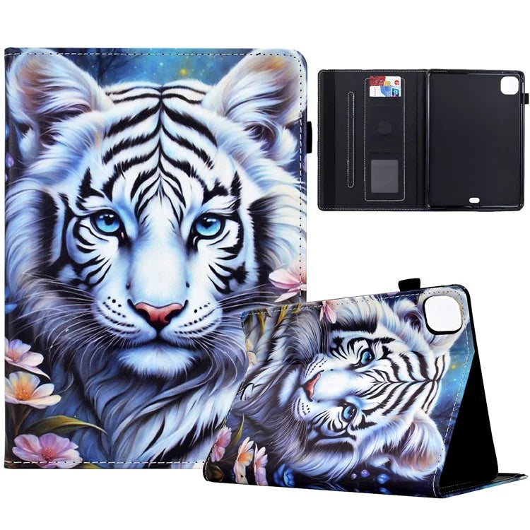 For iPad Pro 11 (2024) Case Pattern Printing Tablet Cover Shockproof Leather Card Holder Stand Case