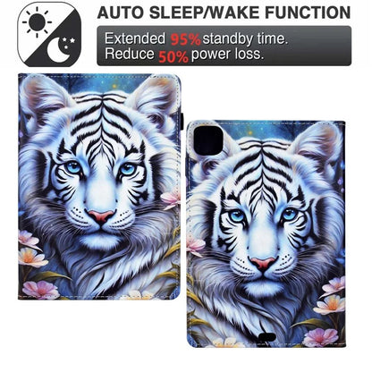 For iPad Pro 11 (2024) Case Pattern Printing Tablet Cover Shockproof Leather Card Holder Stand Case