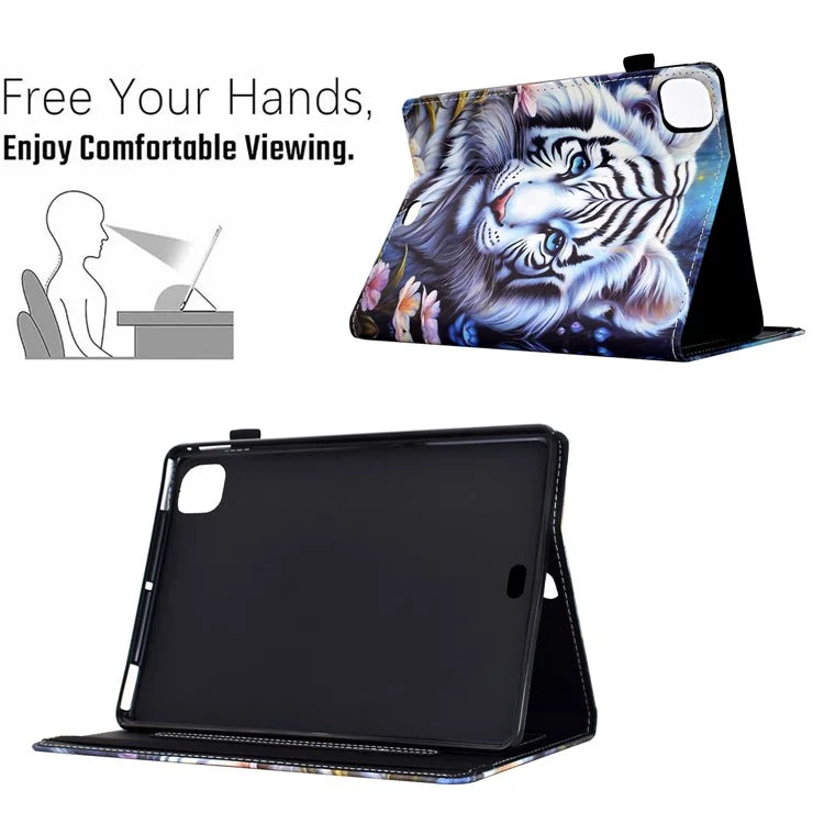 For iPad Pro 11 (2024) Case Pattern Printing Tablet Cover Shockproof Leather Card Holder Stand Case