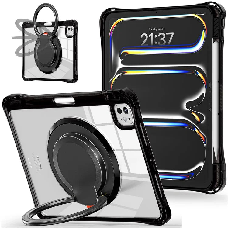 For iPad Pro 11 (2024) Case Rotary Kickstand PC+TPU+Acrylic Tablet Cover