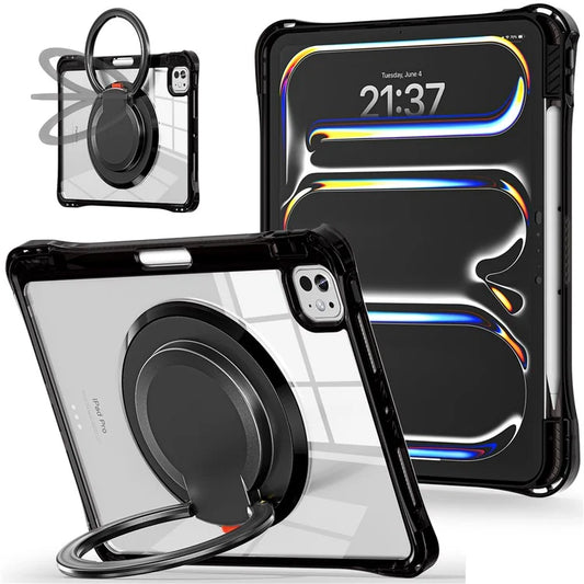 For iPad Pro 11 (2024) Case Rotary Kickstand PC+TPU+Acrylic Tablet Cover