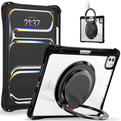 For iPad Pro 11 (2024) Case Rotary Kickstand PC+TPU+Acrylic Tablet Cover
