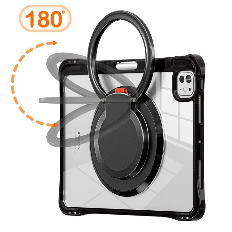 For iPad Pro 11 (2024) Case Rotary Kickstand PC+TPU+Acrylic Tablet Cover