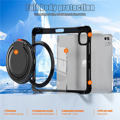 For iPad Pro 11 (2024) Case Rotary Kickstand PC+TPU+Acrylic Tablet Cover