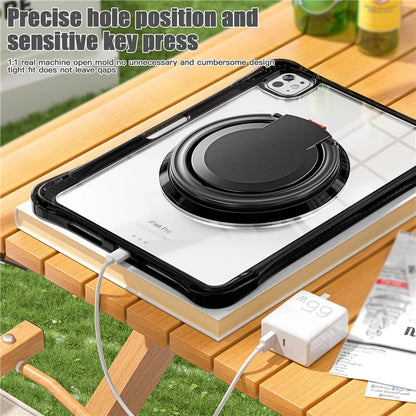 For iPad Pro 11 (2024) Case Rotary Kickstand PC+TPU+Acrylic Tablet Cover