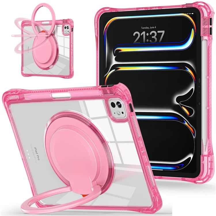 For iPad Pro 11 (2024) Case Rotary Kickstand PC+TPU+Acrylic Tablet Cover