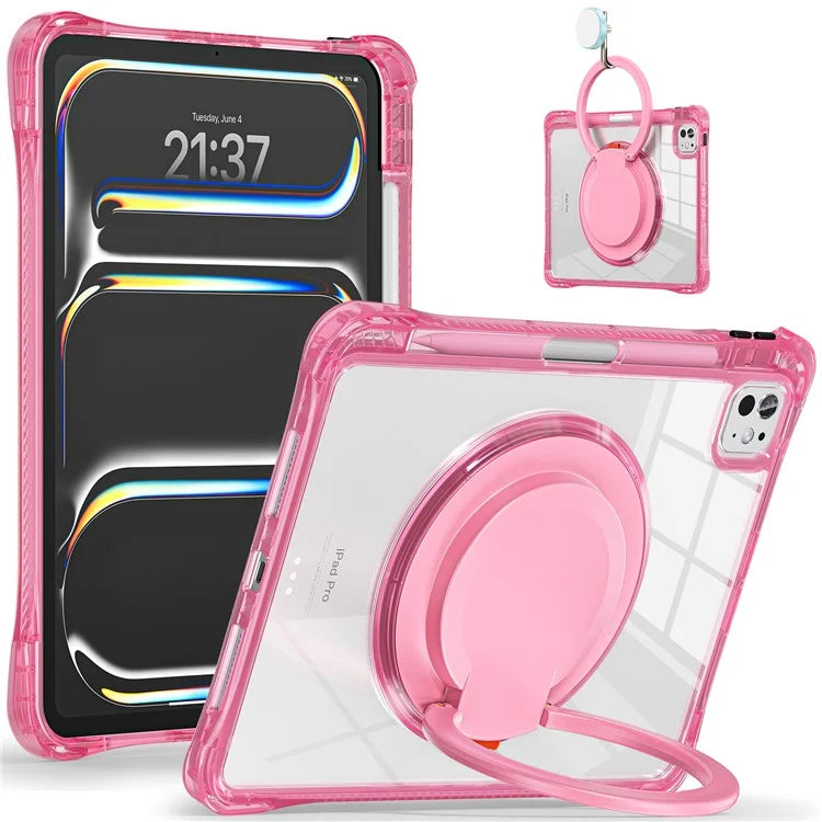 For iPad Pro 11 (2024) Case Rotary Kickstand PC+TPU+Acrylic Tablet Cover