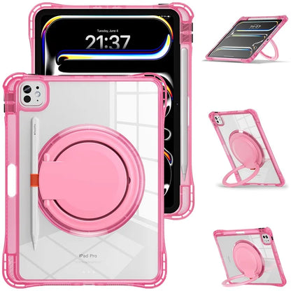 For iPad Pro 11 (2024) Case Rotary Kickstand PC+TPU+Acrylic Tablet Cover