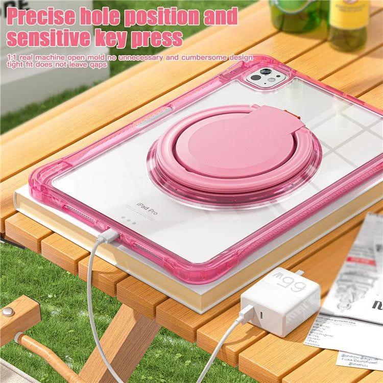 For iPad Pro 11 (2024) Case Rotary Kickstand PC+TPU+Acrylic Tablet Cover