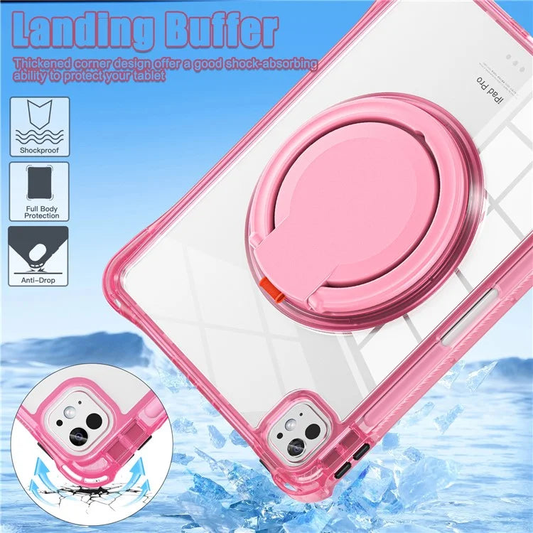 For iPad Pro 11 (2024) Case Rotary Kickstand PC+TPU+Acrylic Tablet Cover