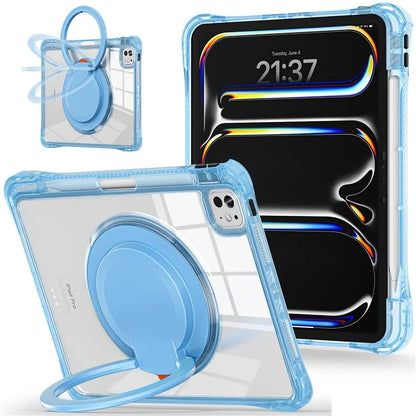 For iPad Pro 11 (2024) Case Rotary Kickstand PC+TPU+Acrylic Tablet Cover