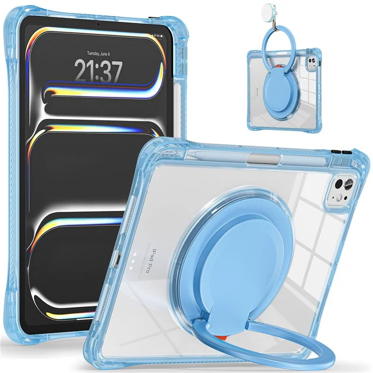 For iPad Pro 11 (2024) Case Rotary Kickstand PC+TPU+Acrylic Tablet Cover