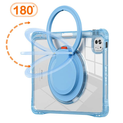 For iPad Pro 11 (2024) Case Rotary Kickstand PC+TPU+Acrylic Tablet Cover