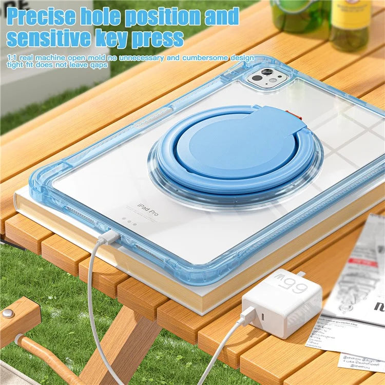 For iPad Pro 11 (2024) Case Rotary Kickstand PC+TPU+Acrylic Tablet Cover