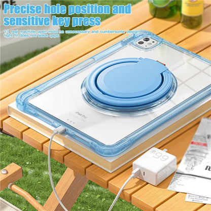 For iPad Pro 11 (2024) Case Rotary Kickstand PC+TPU+Acrylic Tablet Cover