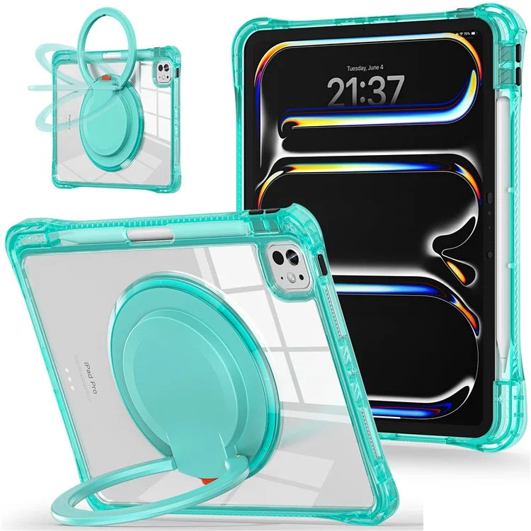 For iPad Pro 11 (2024) Case Rotary Kickstand PC+TPU+Acrylic Tablet Cover