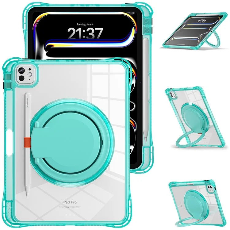 For iPad Pro 11 (2024) Case Rotary Kickstand PC+TPU+Acrylic Tablet Cover