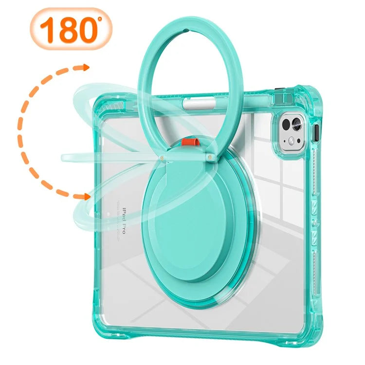 For iPad Pro 11 (2024) Case Rotary Kickstand PC+TPU+Acrylic Tablet Cover