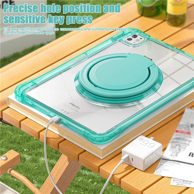 For iPad Pro 11 (2024) Case Rotary Kickstand PC+TPU+Acrylic Tablet Cover