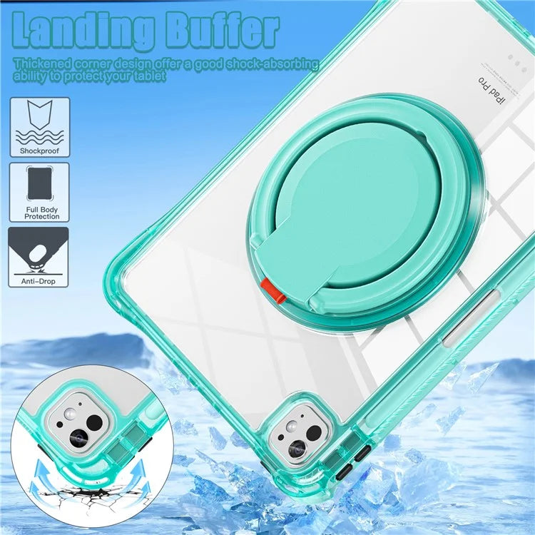 For iPad Pro 11 (2024) Case Rotary Kickstand PC+TPU+Acrylic Tablet Cover