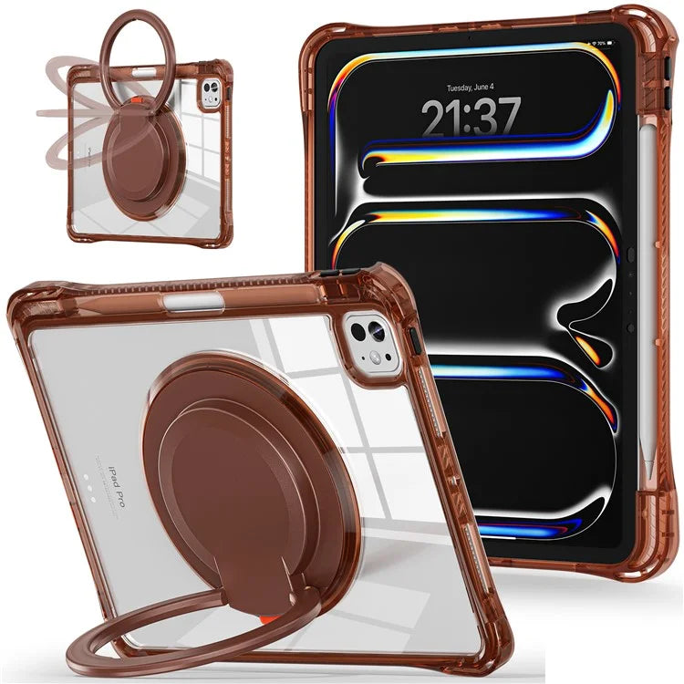 For iPad Pro 11 (2024) Case Rotary Kickstand PC+TPU+Acrylic Tablet Cover