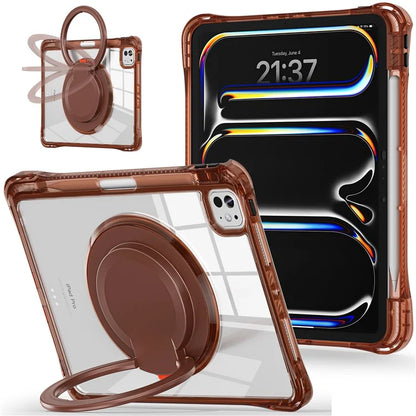 For iPad Pro 11 (2024) Case Rotary Kickstand PC+TPU+Acrylic Tablet Cover