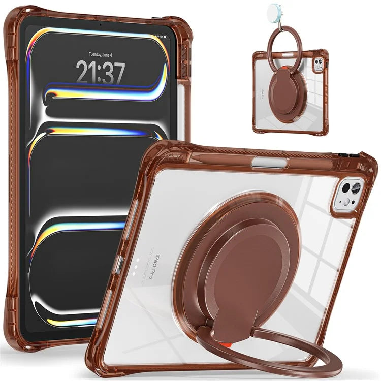 For iPad Pro 11 (2024) Case Rotary Kickstand PC+TPU+Acrylic Tablet Cover