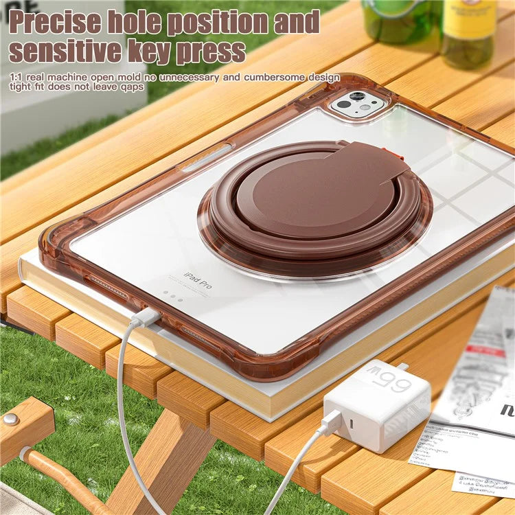 For iPad Pro 11 (2024) Case Rotary Kickstand PC+TPU+Acrylic Tablet Cover