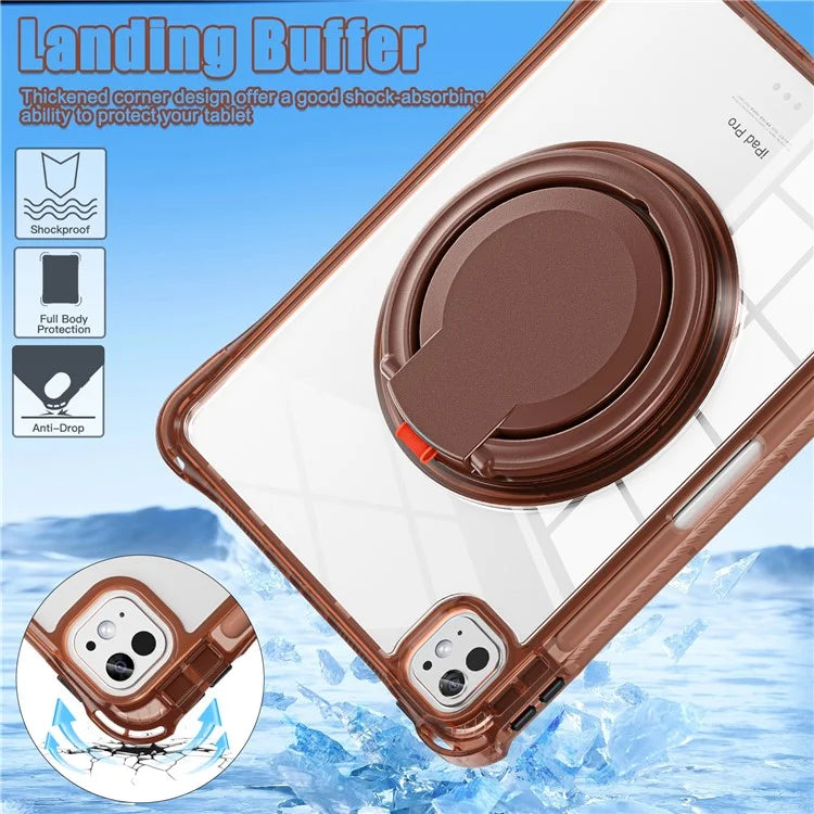 For iPad Pro 11 (2024) Case Rotary Kickstand PC+TPU+Acrylic Tablet Cover