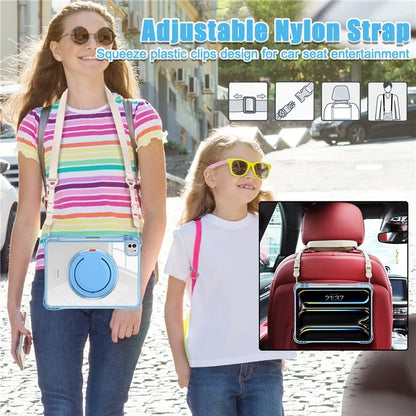 For iPad Pro 11 (2024) Case with Shoulder Strap Rotary Kickstand PC+TPU+Acrylic Tablet Cover