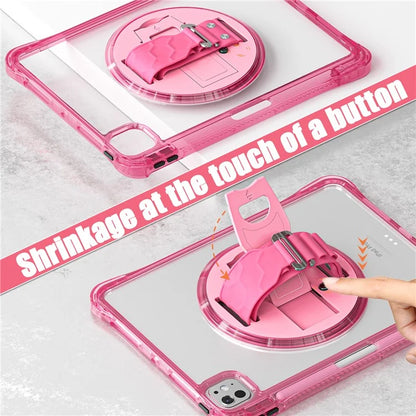 For iPad Pro 11 (2024) Case Hand Strap Kickstand PC+TPU+Acrylic Clear Tablet Cover