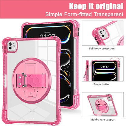 For iPad Pro 11 (2024) Case Hand Strap Kickstand PC+TPU+Acrylic Clear Tablet Cover