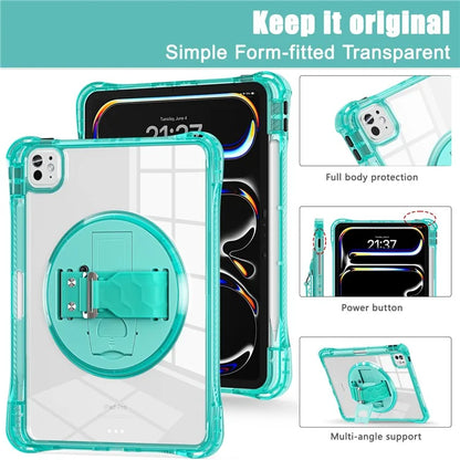 For iPad Pro 11 (2024) Case Hand Strap Kickstand PC+TPU+Acrylic Clear Tablet Cover