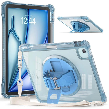 For iPad Air 11 (2024) / Air (2022) / (2020) / iPad Pro 11 (2022) / (2021) / (2020) / (2018) Kickstand Case PC+TPU+Acrylic Cover with Strap