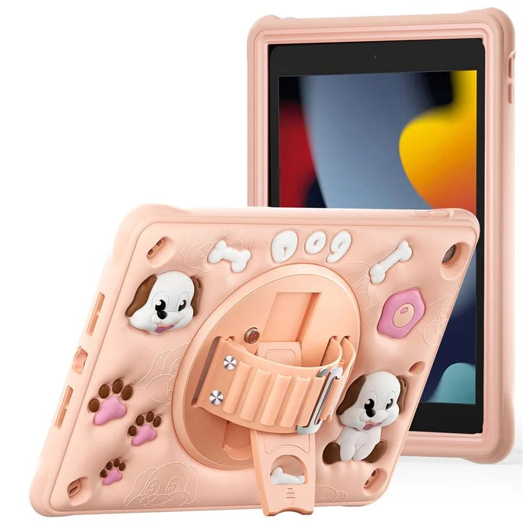 For iPad 10.2 (2021) / (2020) / (2019) Case Kickstand Cute Dog PC+Silicone+TPU Tablet Cover