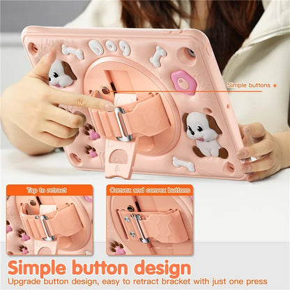 For iPad 10.2 (2021) / (2020) / (2019) Case Kickstand Cute Dog PC+Silicone+TPU Tablet Cover