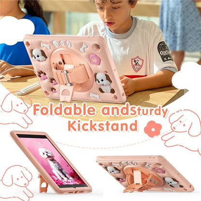 For iPad 10.2 (2021) / (2020) / (2019) Case Kickstand Cute Dog PC+Silicone+TPU Tablet Cover