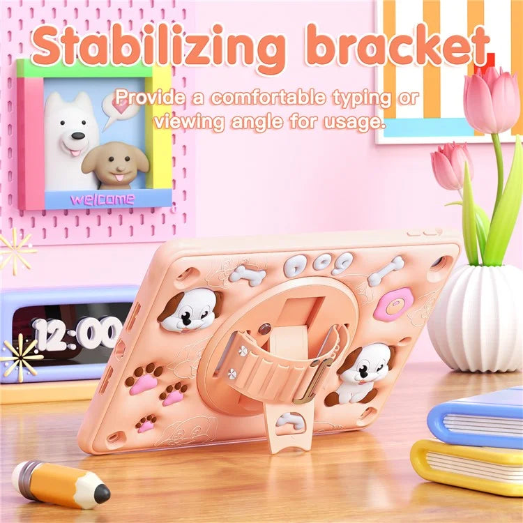 For iPad 10.2 (2021) / (2020) / (2019) Case Kickstand Cute Dog PC+Silicone+TPU Tablet Cover