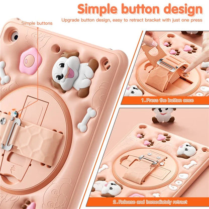 For iPad 10.2 (2021) / (2020) / (2019) Case Kickstand Cute Dog PC+Silicone+TPU Tablet Cover