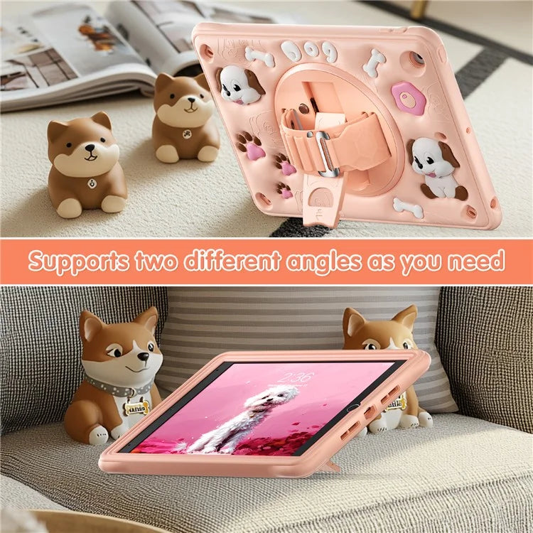 For iPad 10.2 (2021) / (2020) / (2019) Case Kickstand Cute Dog PC+Silicone+TPU Tablet Cover