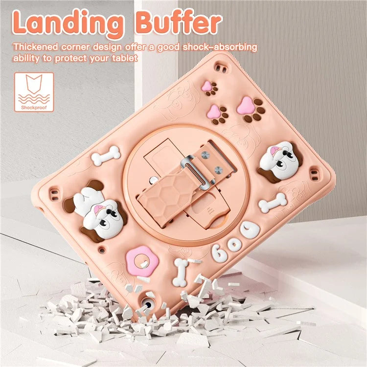 For iPad 10.2 (2021) / (2020) / (2019) Case Kickstand Cute Dog PC+Silicone+TPU Tablet Cover