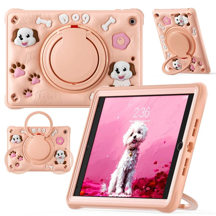 For iPad 10.2 (2021) / (2020) / (2019) Case Cute Dog Pattern Kickstand PC+Silicone+TPU Tablet Cover