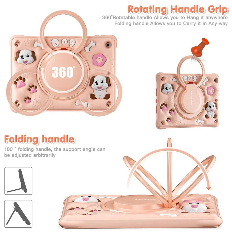 For iPad 10.2 (2021) / (2020) / (2019) Case Cute Dog Pattern Kickstand PC+Silicone+TPU Tablet Cover