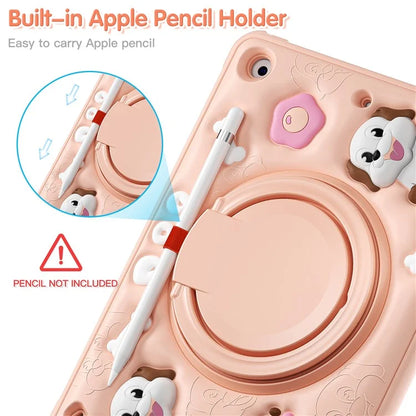For iPad 10.2 (2021) / (2020) / (2019) Case Cute Dog Pattern Kickstand PC+Silicone+TPU Tablet Cover